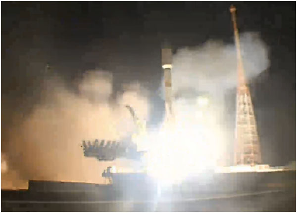 The Soyuz 2-1b rocket carrying the Resurs P2 satellite lifted off from the Baikonur Cosmodrome